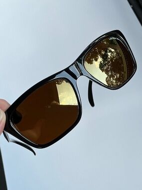 Vintage Bollé 527 IREX 100 Sunglasses Gloss Black Amber Lenses France